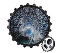 Crystal Peacock 2 in 1 Magnetic Bottle Opener and Fridge Magnets for Refrigerator, Kitchen, Bar, Beer Lover Gift, Black Style