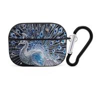 Crystal Peacock AirPod Pro Case, Anti Scratch Hard PC Cover with Keychain, AirPod Pro 2nd/1st Case Accessories for Women Men, Black-Style