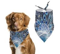 Crystal Peacock Dog Bandanas for Feeding Grooming, Triangle Pet Bibs Washable Pets Scarf for Cats & Dogs