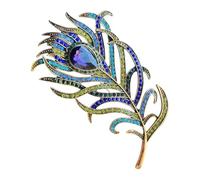 Crystal Peacock Feather Shape Brooches, Temperament Colorful Peacock Brooch, Elegant Lapel Pins Clothing Accessories