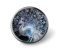 Crystal Peacock Round Badge for Men Women, Durable & Stylish Lapel Pins, Lightweight Metal Badges for Shirts, Jackets, Hats