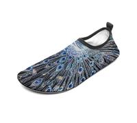 Crystal Peacock Water Shoes for Men Women, Lightweight Stretch Swim Shoes with Anti-Slip Rubber Sole, Quick-Dry Aqua Socks for Pool, Beach, Surfing, Style, 8 Women/8 Men