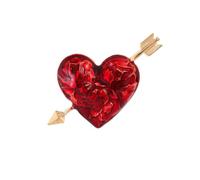 Crystal Pearl Arrow Heart Brooch Pin Valentine's Day Brooches Red Love Heart Lapel Pin Jewelry Gift for Women, 3.4*5.1cm, Zinc, no gemstone