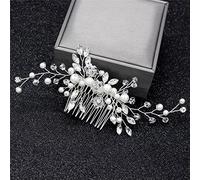 Crystal Pearl Bridal Headband Hairpin Headband Bridesmaid Diamond Hair Vine Wedding Headdress (Silver 4)