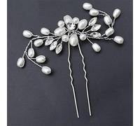 Crystal Pearl Bridal Headdress Hairband Hairpin Headband Bridesmaid Diamond Hair Vine Wedding Headdress (Silver)