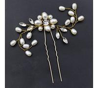 Crystal Pearl Bridal Headdress Hairband Hairpin Headband Bridesmaid Diamond Hair Vine Wedding Headdress (Gold)