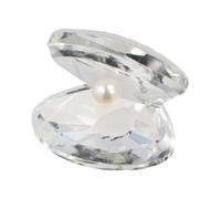 Crystal Pearl Clam Figurines,Artificial Seashell Statue,Glass Sea Shell Crafts,Desktop Seashell Ornament,Reflective Sea Shell with an Artificial Pearl