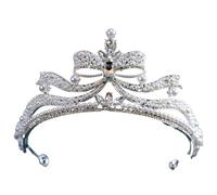 Crystal Pearl Crown Bridal Hair Accessories Elegant Korean Queen Tiaras Diadem Girls Wedding Party Dress Headbands For Women(Silver6)