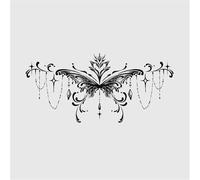 Crystal Pendant Butterfly Plant Ink Waterproof Semi Permanent And Long-lasting 2-week Temporary Tattoo Sticker, Suitable For Chest, Collarbone, Arm