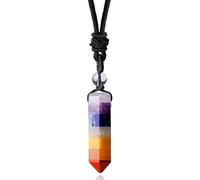 Crystal Pendant - Healing Necklaces for Men & Women - Energy Protection Gemstone - Adjustable Cord Handcrafted Crystal Jewellery for Positive Energy (Seven Chakra)