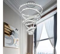 Crystal Pendant Lamp, Modern Ring Chandelier Lighting for Home Decoration, Large LED Stair Light Fixture
