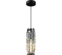 Crystal Pendant Lamp with Battery, Without Power Connection, Rechargeable Pendant Light with Remote Control, Battery Operated, 7 Colour Conversion for Kitchen Island, Bedside Table, Bedroom (Black)