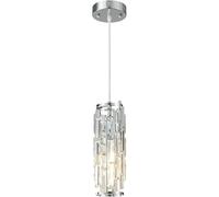 Crystal Pendant Lamp with Battery, Without Power Connection, Rechargeable Pendant Light with Remote Control, Battery Operated, 7 Colour Conversion for Kitchen Island, Bedside Table, Bedroom (Chrome)