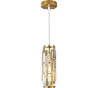 Crystal Pendant Lamp with Battery, Without Power Connection, Rechargeable Pendant Light with Remote Control, Battery Operated, 7 Colour Conversion for Kitchen Island, Bedside Table, Bedroom (Gold)