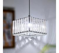 Crystal Pendant Light Modern Chandelier Pendant Lights Dinning Room, Semi Flush Mount Crystal Lighting Fixture E27 Base, Hallway Hanging Light for Kitchen Restaurant over Table, Square 20cm, Black