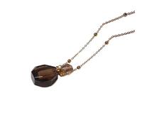 Crystal Pendant Necklace for Men Women Essential Oil Diffuser Perfume Bottle Gemstone Pendant with 18K Gold Plated Long Chain 27" Reiki Healing Jewelry Gift Tea Crystal Necklace