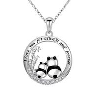 Crystal Pendant Necklace for Women Necklace Girlfriend Gift Jewelry Silver Wifes Birthday For Women Mother'S Mom Valentine For Her Day Pandas Necklaces & Pendants (red a, One Size)