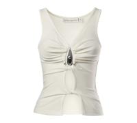 Crystal Pendant Open Twist Tank - female - Christopher Esber - Sleeveless Tops - White - M - Tops M