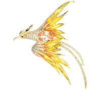 Crystal Phoenix Bird Brooch Ladies Men Five Color Enamel Flying Beauty Bird Banquet Office Brooch(Black-blue Exorcist1,1 pc)