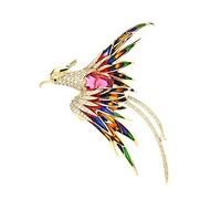 Crystal Phoenix Bird Brooch Ladies Men Five Color Enamel Flying Beauty Bird Banquet Office Brooch(Color:Vert)