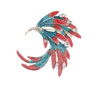 Crystal Phoenix Brooch Pins for Women Girls Retro Creative Animal Bird Badges Brooches Lapel Pin Blue Red Enamel Vintage Scarf Shawl Hat Bag Dress Accessories Decor Jewelry Gift