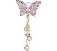 Crystal Pink Butterfly Rhinestones Retractable Badge Reel, Bling Diamond Bow Nurse Badge Holder Reels with Swivel Alligator Clip Badge ， Decorative Accessories Identification Badges and Supplies