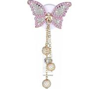 Crystal Pink Butterfly Rhinestones Retractable Badge Reel, Bling Diamond Nurse Badge Holder Reels with Swivel Alligator Clip Badge Holders Identification Badges Supplies Decorative