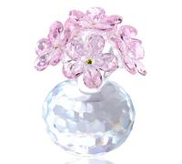 Crystal Pink Forget-Me-Not Figurines Gifts for Women Glass Flowers Collectible Ornaments for Living Room Floral Presents for Her Mum Anniversary Birthday Wedding