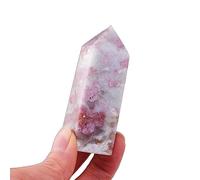 Crystal Plum Blossom Tourmaline Four Side Column Tower Gemstone Home Decoration Ornaments (Size : 60-80g)
