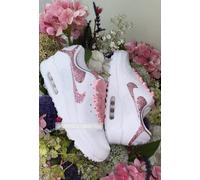 Crystal Princess Nike Air Max 90 in White with Pink Crystals and Silk Laces ♡
