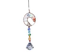 Crystal Prism Pendant Hanging Ornament, Sun Catchers for Windows, Chakra Healing Crystal Stone, Tree of Life Car Hanging Accessories, Spiritual Gifts for Women, Ourdoor Rainbow Maker