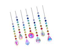 Crystal Prisms Suncatchers, Rainbow Maker Crystal Sun Prism Set, 7 Piece Window Decor with Rainbow Finish Pendants and 16.14 Inch Chains for Colorful Indoor Glass Display Chandelier Accent Set