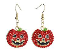Crystal Pumpkin Ghost Earrings Sparkly Rhinestone Halloween Dangle Drop Earring for Women, Crystal, no gem