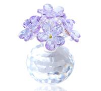 Crystal Purple Forget-Me-Not Figurines Gifts for Women Glass Flowers Collectible Ornaments for Living Room Floral Presents for Her Mum Anniversary Birthday Wedding