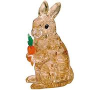 Crystal Puzzle | 3D Rabbit Brown | Transparent Design | 41 Pieces | Construction Kit for Children and Adults | HCM Kinzel
