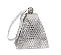 Crystal Pyramid Handbag,Rhinestone Triangle Geometric Clutch Purse for Women, Evening Bags for Party Wedding Engagement, Silver