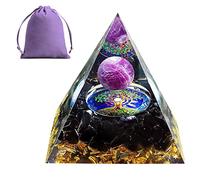 Crystal Pyramid, Moonstone Crystal Ogan Chakra Energy Tower, Positive Energy Generator, Nature Reiki Chakra Crushed Stone Jewelry for Healing Meditation Chakra Balance (Amethyst - Tree of Life)
