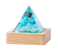 Crystal Pyramid - Resin LED Wooden Display Base - Pyramid Crystal Ornament Inspirational Crystal Pyramid Kit, Wood Display Base and Resin Ornament, Decoration On The Th