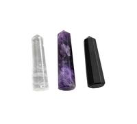 Crystal Quartz, Black Tourmaline, Amethyst Tower Wand Obelisk Jumbo Reiki Crystal Gemstone Table Décor