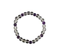 京都あさひ屋 Crystal Quartz & Red Agate/Amethyst/Indian Jade Bracelet Japanese Juzu Unisex Rosary Mala Prayer beads Handmade Kyoto bracelet for unisex gift (Amethyst)