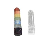 Crystal Quartz Seven Chakra Tower Wand Obelisk Jumbo Reiki Crystal Gemstone Table Décor
