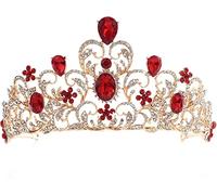 Crystal Queen Crown, Rhinestone Wedding Tiara Headband, Full Round Princess Crown Hair Accessories for Bridesmaids, Flower Girls, Performers The shape is exquisite and the costume is perfectly matched