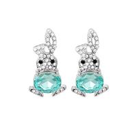 Crystal Rabbit Stud Earrings for Women Happy Easter Dainty Cute Animal Pet Chic Blue Rhinestone Cubic Zirconia Small Silver Earrings for Minimalist Birthday Party Holiday Fashion Jewelry Gifts, S