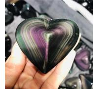 Crystal Rainbow Obsidian Cat's Eye Quartz Heart Stone Crystals and Specimens Decorative Gifts (Size : 240-260g)