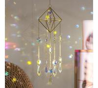 Crystal Rainbow Spot Maker - Crystal Dream Catcher with White Wind Chime, Creates Rainbow Light Reflections, Relaxing Melodic Sound, Perfect for Window, Terrace & New Home (STYLE-B)