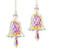Crystal Rainbow Suncatcher Hanging Window Ornament Parasol Bell/Clock Pendant for Window Home Decor (2 colorful)