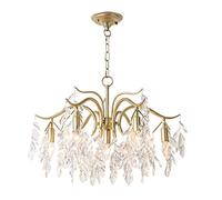 Crystal Raindrop Branch Chandeliers,Modern Golden Brass Led Pendant Light with Crystal Pendants W26''X h18''Ceiling Lamp for Dining Rooms Bedroom Hallway-Golden. 7-Light It's so Kind of You (Gol