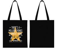 CRYSTAL RANGE Black Cotton Tote Bag - “There’s a Million Things I Haven’t Done Just You Wait” Quote Print - Reusable Eco Shopping Bag, Gift for Women, Students, Teachers, Motivational Quote Bag