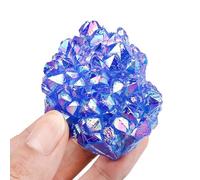 Crystal Raw Stone Blue Plated Color Cluster Electroplated Home Decoration Craft Ornaments,5~6cm,100~130g