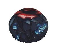 Crystal Red Rose Women's shower cap, waterproof, reusable, with washable elastic cord, suitable for long hair and braids, ideal for showering.